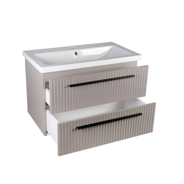 Тумба подвесная AGATA Суматра 80 АТ80-398 Тортора, 2 ящика с раковиной Como 80