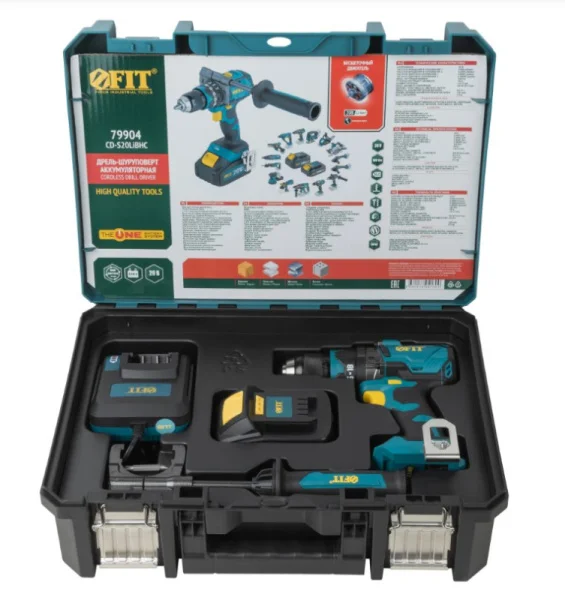 Дрель-шуруповерт аккум. Fit CD-S20LiBHC 79904 20В, 100 Нм, кейс
