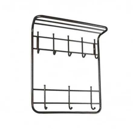 Вешалка с полкой 2х ярусная  60см 8 крючков коричневый