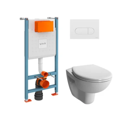 Комплект унитаза с инсталляцией Vitra Normus L-box 9773B003-7207 с сиденьем и Белой клавишей смыва