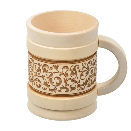 Кружка декоративная точёная, 0,5 л, "Бочонок", с выжигом, липа "Банные штучки" в кор. 33282 * 1/10