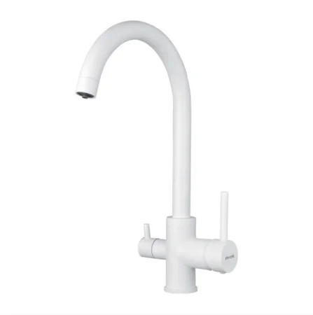 Смеситель для кухни Shevanik S128C с подключением фильтра питьевой воды, белый