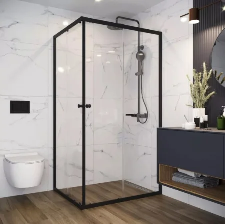 Душевое ограждение 1200х800х1900мм Cube V128 прозрачное стекло 4мм без поддона Black accents DS04CbV128L0Cl00.Gt-Black (Domani-Spa) *1