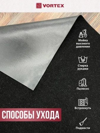 Коврик влаговпитывающий VORTEX Nice ребристый без борта, подложка пвх 120х150см черный 24398 *1/6