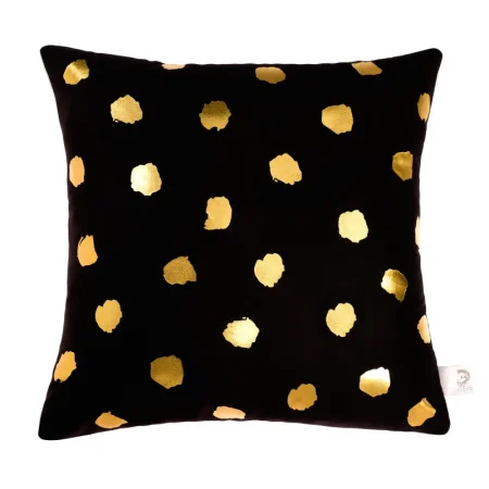 Подушка декоративная "Этель" Горошек 40х40см велюр черная 100% п/э 4579999 *1/10