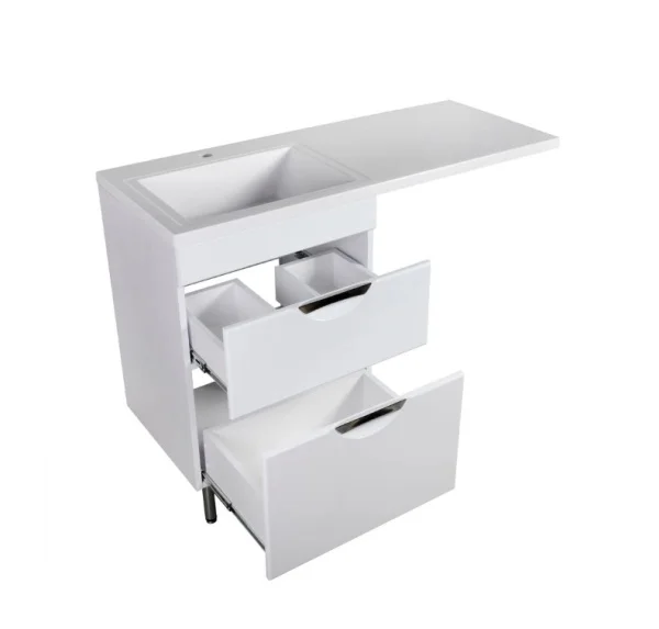 Тумба напольная AGATA Никас 120 Л АТ120-527, 2 ящика с раковиной Марсал 120 левый с правым кронштейном