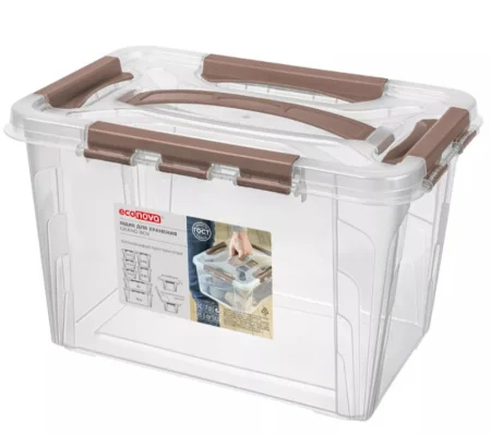 Ящик для хранения с замками и ручкой Grand Box 290х190х180мм 6,65л коричневый