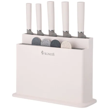 Набор Agness из 10пр: 5 ножей, 4 доски и подставка цвет серый 671-212 *1/6