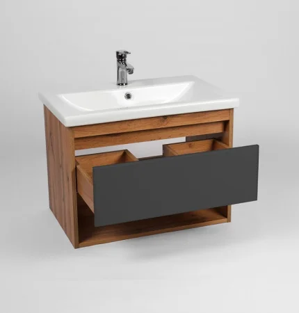 Тумба подвесная Бостон Como 60 430х560х500мм с раковиной COMO 60 Viant VBOS60COG-T1YP графит