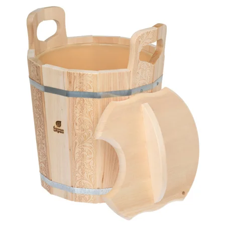 Запарник 14 л, «Цветочный орнамент», с пластиковой вставкой, с крышкой, липа "Банные штучки" *1