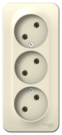 Розетка 3-м ОП BLANCA 16А 250В без шторок без заземл. изол. пласт. беж. SchE BLNRA000317