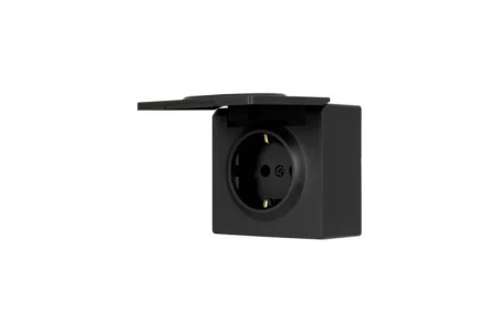 Розетка 1-м LETO с заземл. с крышкой ПБТ черный бархат Lezard 752-4200-123B