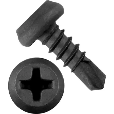 Саморез для крепления профилей полуцилиндр головка, сверло, оксид 3,5х 9,5 уп. - 18 шт. SteelRex