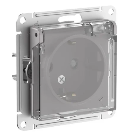 Розетка 1-м СП "AtlasDesign Aqua" 16А с/зазем шторки крышка алюминий ATN440346 (Systeme Electric) *5