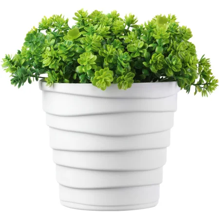 Кашпо д/цветов пласт. "Бархан" 0,9л белый с декоративной зеленью КШ-0041 (La Decoro) *1