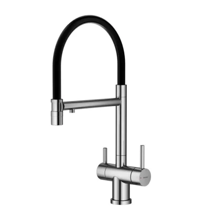 Смеситель для кухни одноручный со съемным гибким изливом Splenk S70.63.05 с магнитным фиксатором излива, с подкл фильтра питьевой воды сатин/черный