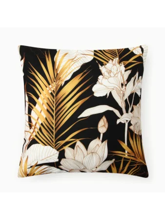 Наволочка декоративная Этель "Dark tropics " 40×40см цв. черный 100% полиэстер, велюр 160г/м2 10608288 *1