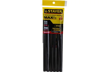Стержни клеевые чёрные 11х200мм уп-6шт Stayer Black Professional 2-06821-D-S06 *1