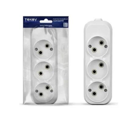 Колодка удлинителя 3-м 10А без заземл. АБС-пластик бел. TKE-C01-KU3 (Tokov Electric) *1