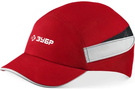Каскетка защитная Бином укороченный козырёк 55мм, размер от 54 до 59см, красная, ударопрочный корпус