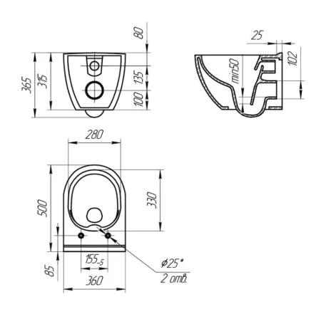 Унитаз подвесной Cersanit BRASKO SMART Clean On DPL EO slim LP 64824