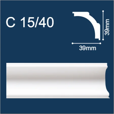 Плинтус потолочный экструзионный С15/40 2м (39х39мм) Солид