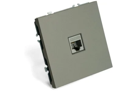 Розетка компьютерная 1-м "Эмили" RJ-45 (механизм) платиново-серый soft touch RST00-5117-10 Stekker *