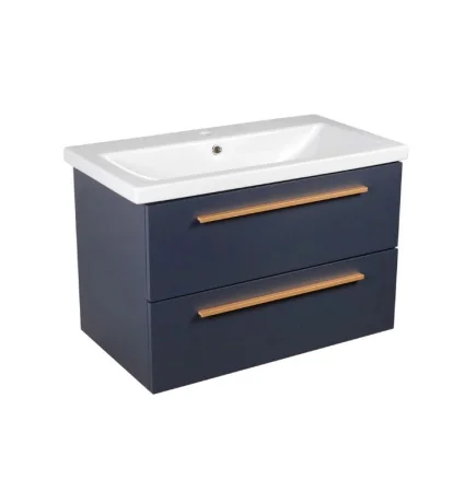 Тумба подвесная AGATA Тасмания 80 АТ80-505 Черника, 2 ящика с раковиной Como 80
