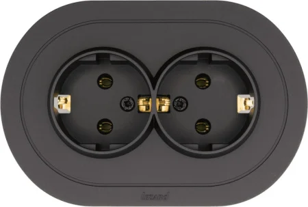 Розетка 2-м OSEN с/з ПБТ чёрный бархат круглая Lezard 744-4200-127B