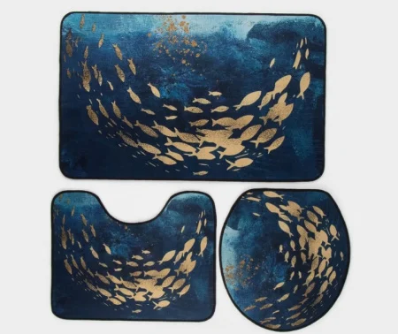 Набор ковриков для ванны и туалета 3шт 50х80, 50х40, 40х43см Рыбки 6850658