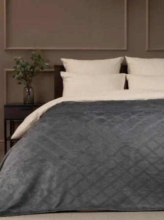 Плед Texrepublic фланель тиснёный 150х200см TF FNE DKGY2 041/1520 клетка NC