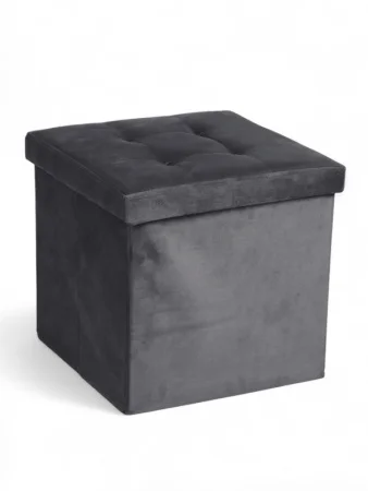 Пуф с ящиком 38х38х38см велюр 10 серый, нагрузка 120кг 10881142