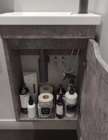 Комплект мебели IZEO 40 подвесной с дверцей (тумба + раковина Квадро 40) цвет Камень темный IZ-T40KT-V