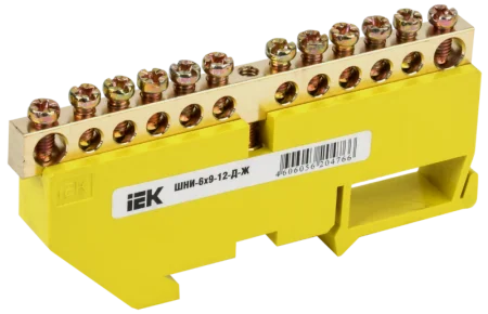 Шина PE "земля" на DIN-изоляторе ШНИ-6х9-12-Д-Ж YNN10-69-12D-K05 IEK