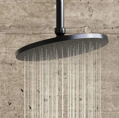 Душевой набор с верх. тропическим душем 1 реж. и руч. душем 3 реж. с полкой Damixa Jupiter 977730300 черный