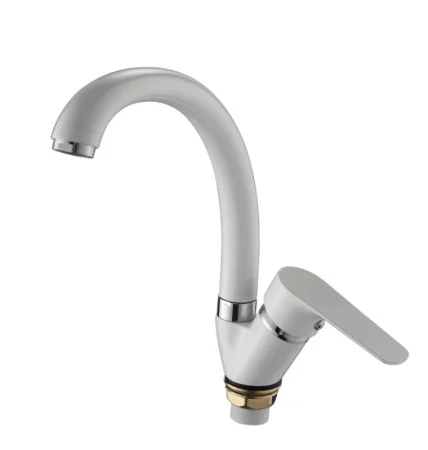 Смеситель для кухни одноручный с высоким поворотным изливом Ammore A5003-C белый