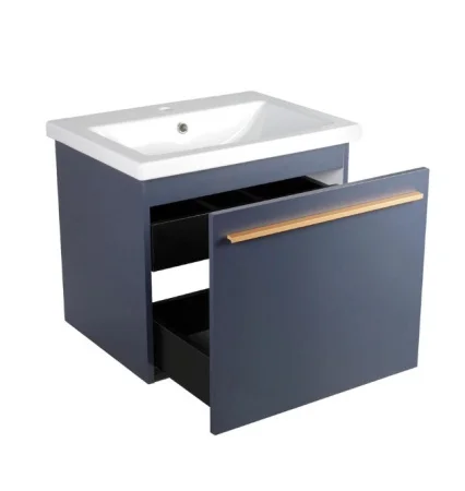 Тумба подвесная AGATA Тасмания 60 АТ60-835 Черника, 2 ящика с раковиной Como 60