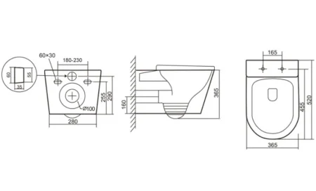 Унитаз подвесной Iberica Blanca Burgos Alto IB.BRA.234.1B1 безободковый белый