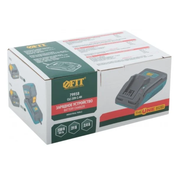 Зарядное устройство Fit 79938 21В, 2,4А, 0,4кг индикатор заряда
