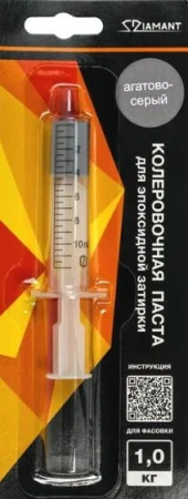 Паста колеровочная для эпоксидной затирки 006 Агатово-серый Диамант 1 кг шприц 4 мл *1