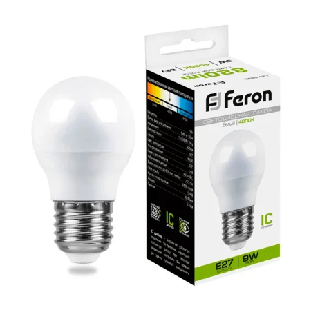 Лампа светодиодная LB-550 Шарик E27 9W 175-265V 4000K 25805 (Feron) *1