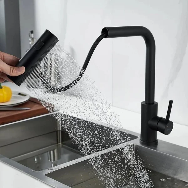 Смеситель для кухни одноручный гибкий выдвижной излив Shevanik S263H черный