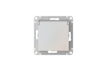 Розетка 1-м СП "AtlasDesign" 16А IP20 с заземл. защ. шторки с крышкой механизм жемчуж. SE ATN000446