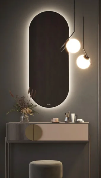 Зеркало с подсветкой Cersanit ECLIPSE smart 50х122см овальное черная рамка 64151