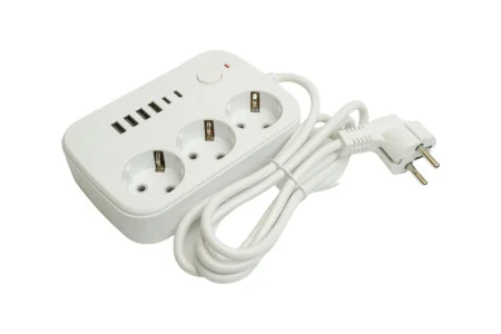 Удлинитель 3х3м c/з 3x1 мм2 250В, 10А, 4USB+2Type-C 2,4А Home белый HM09-36-02 Stekker *1
