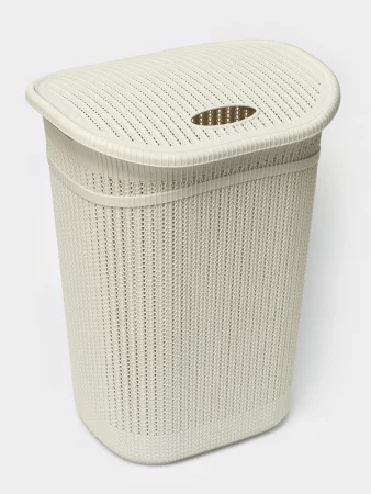 Корзина для белья 55л 45х37х59см "Вязание", цвет белый ротанг 4421608