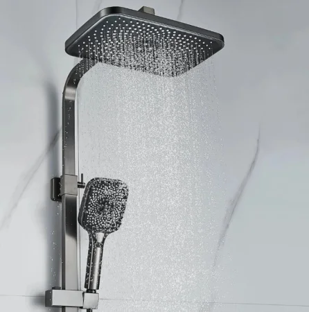 Душевая система Shevanik S7036T нержавеющая сталь, оружейная сталь