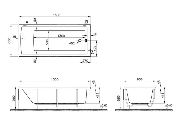 Ванна акриловая Vitra Neon 55840001000 180x80 