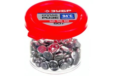 ЗУБР  РОЗЕ, (Sn25, Pb25, Bi50), 94°C, 50 г, легкоплавкий сплав в гранулах (55457-050)