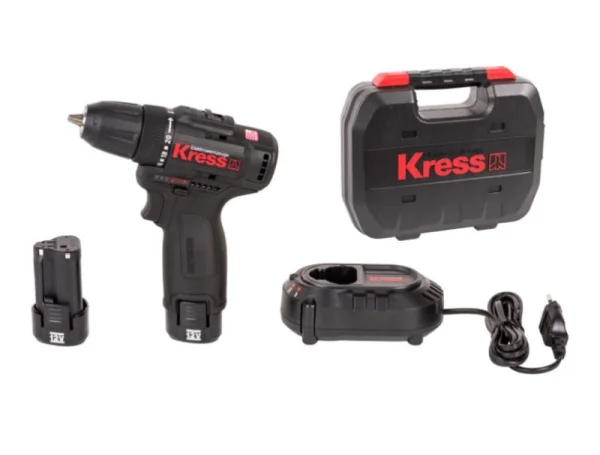Дрель-шуруповерт аккум. KRESS KU202.1, 12В, 38Нм, 2Ач x2, ЗУ 1,5А, кейс